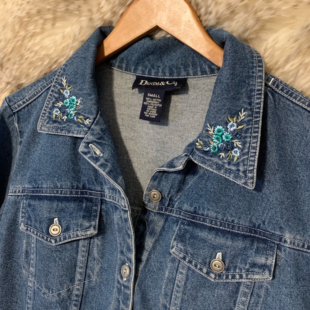 Denim & Co Denim Jean Floral Jacket